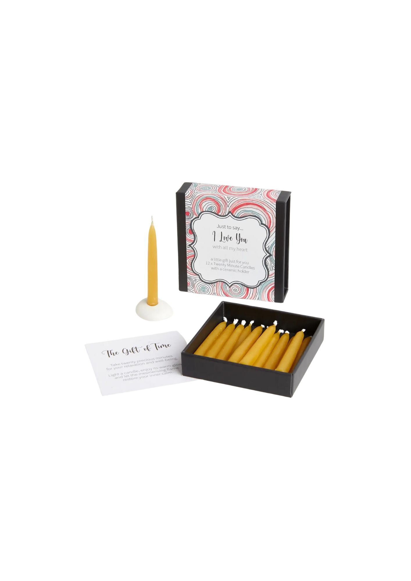12 Mini Kerzen aus Bienenwachs - I Love You
