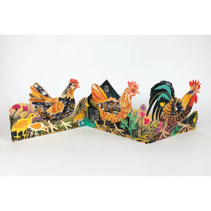 3D Grusskarte Hühner