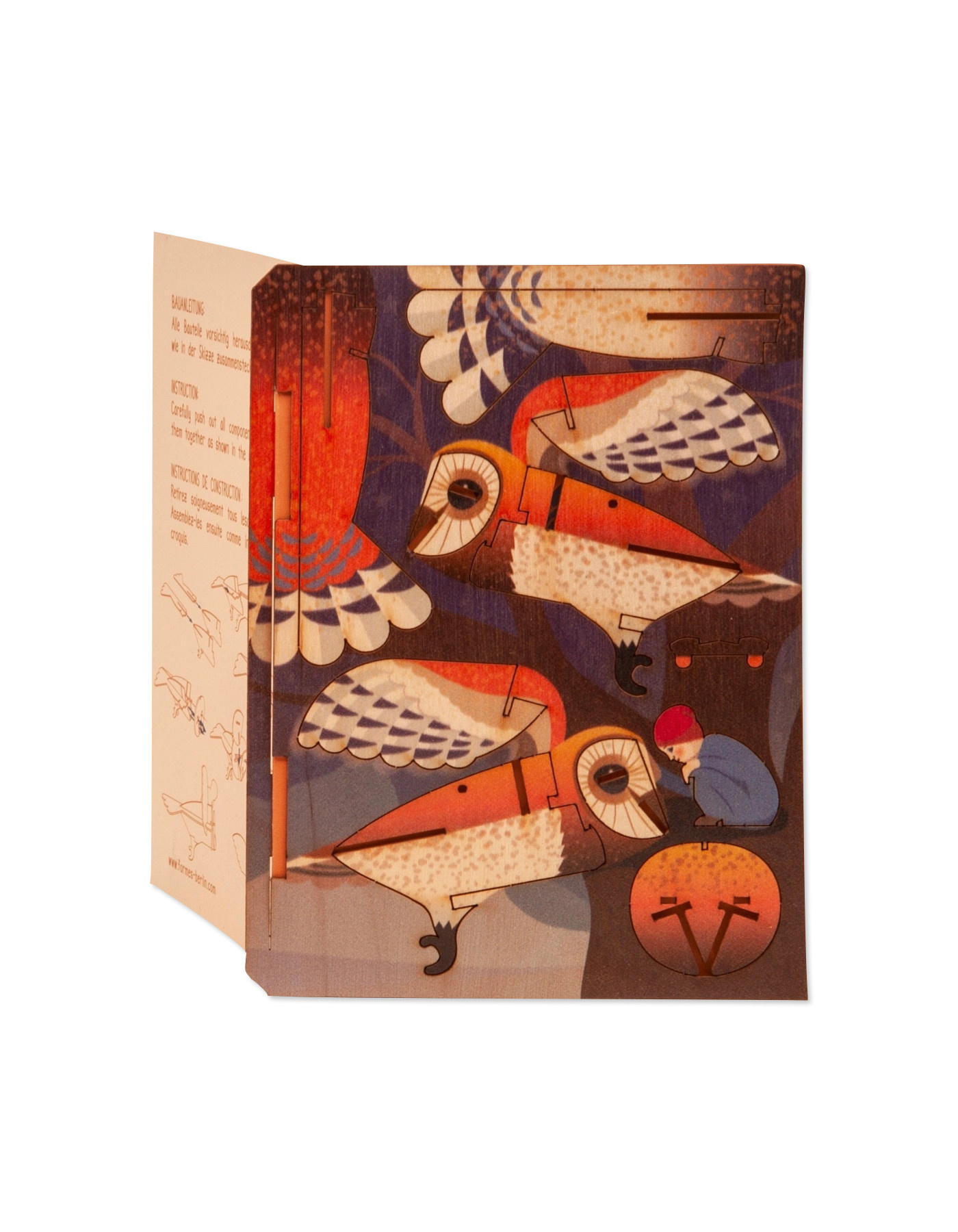 FORMES BERLIN GBR 3D Grusskarte aus bedrucktem Holz Eule