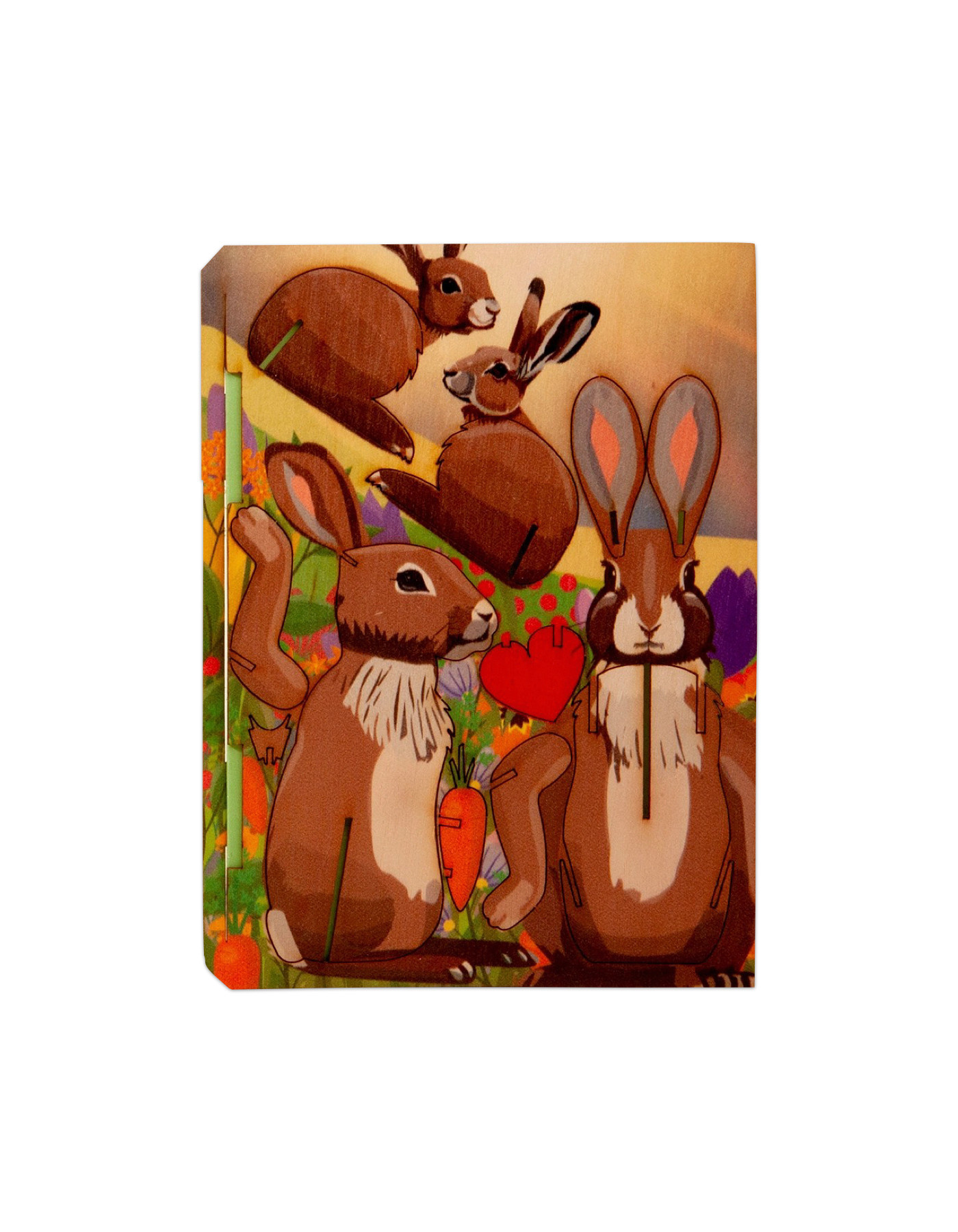 FORMES BERLIN GBR 3D Grusskarte aus bedrucktem Holz Hase