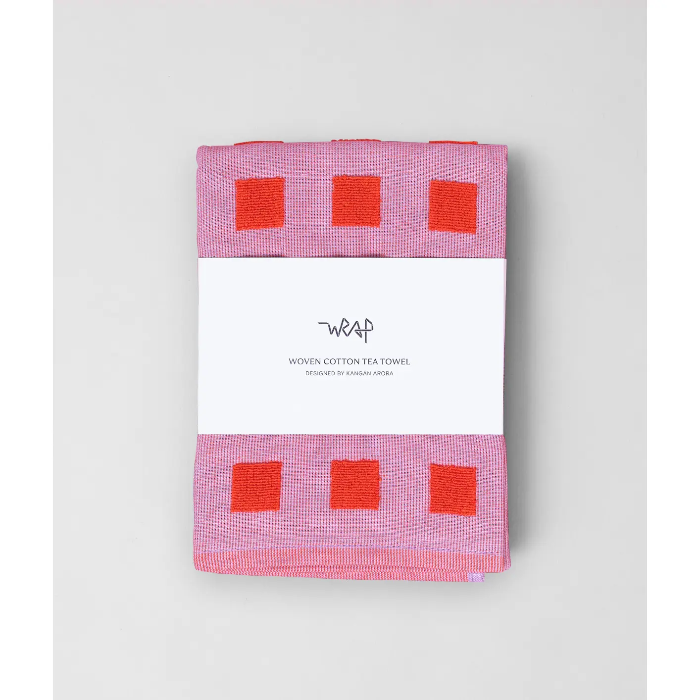 WRAP Geschirrtuch Lila mit roten Quadraten