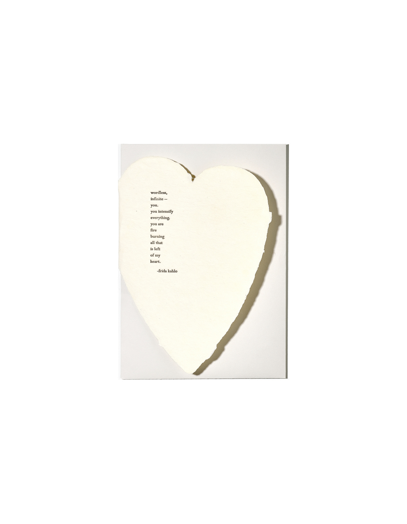 Handgeschöpfte Karte Herz mit Zitat von Frida Kahlo