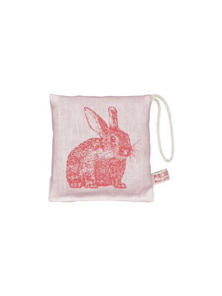 Lavendelkissen aus 100% Leinen - pinkes Kaninchen - Handsiebdruck