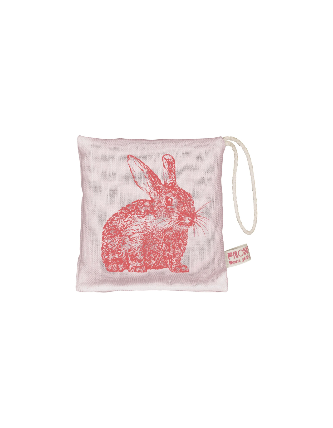 Lavendelkissen aus 100% Leinen - pinkes Kaninchen - Handsiebdruck