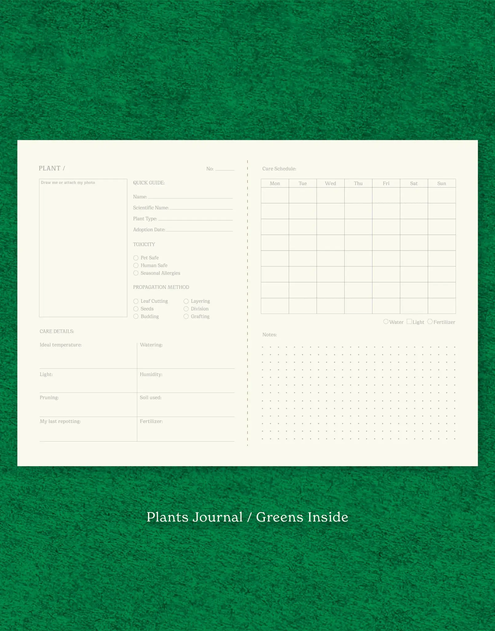 Pflanzenpflege Tagebuch - dunkelgrün