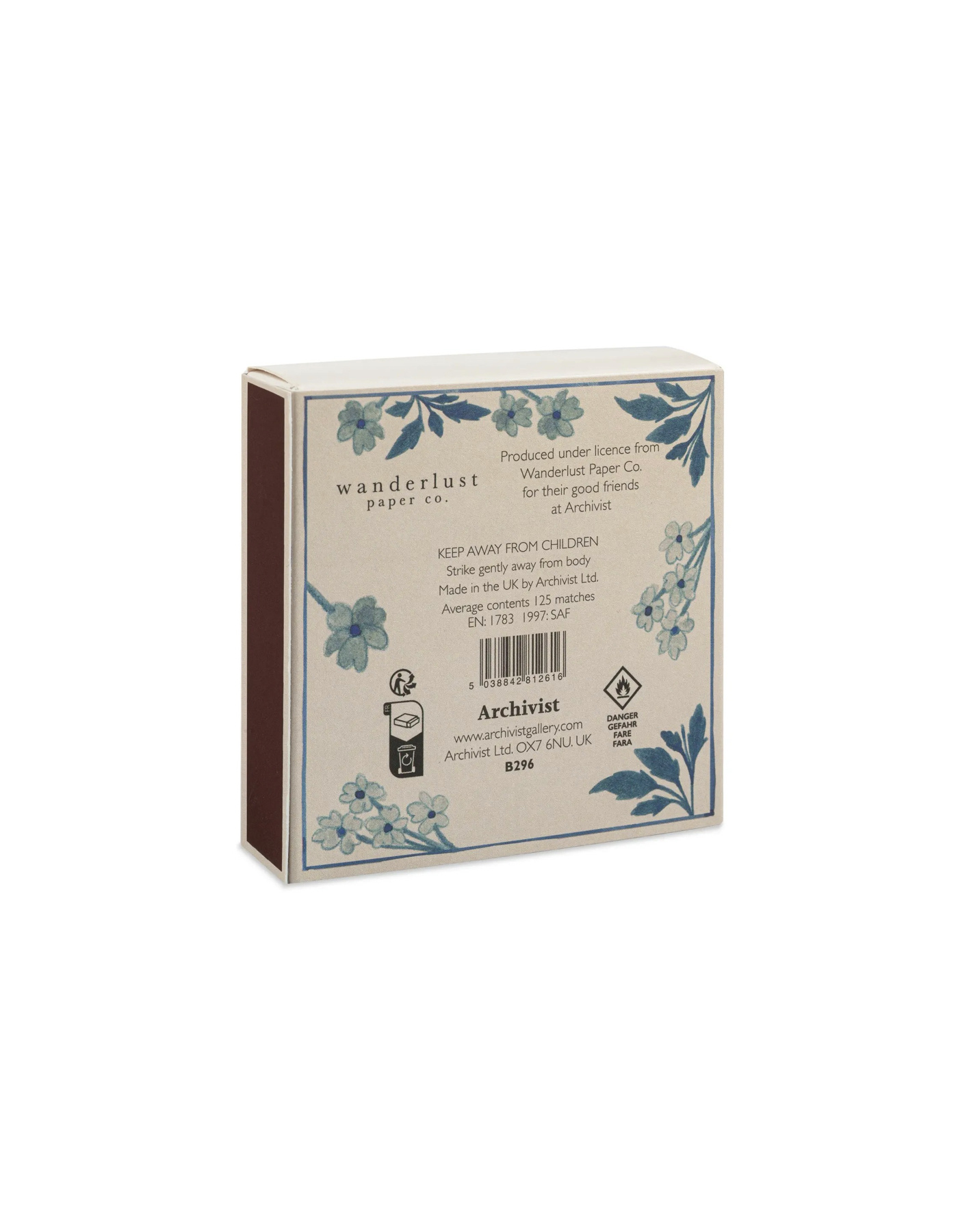 ARCHIVIST GALLERY Blue Flowers Luxury Matches – Streichholzschachtel