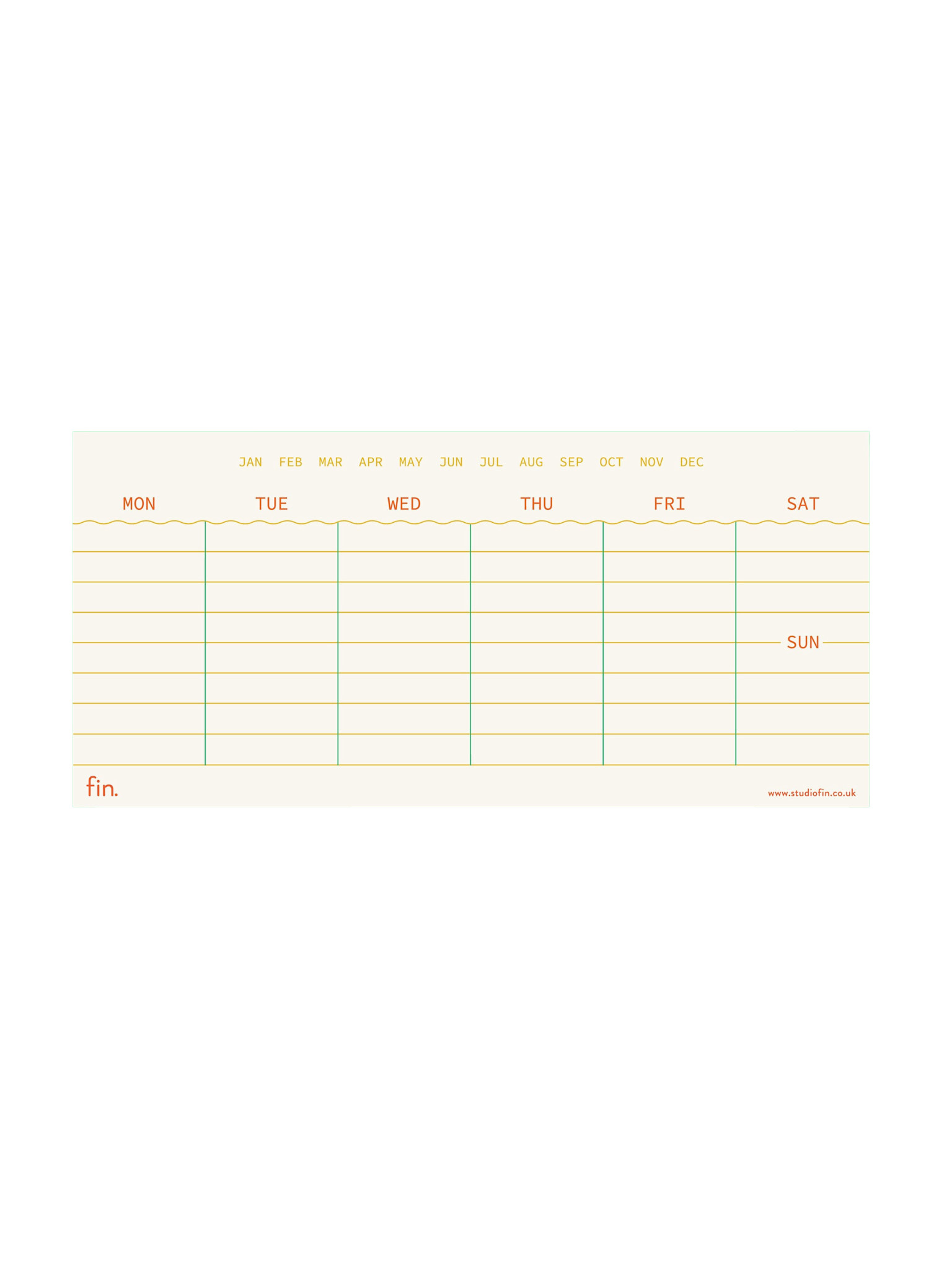 FIN STUDIO Wochenplaner Abreissblock – gelb/rot/grün