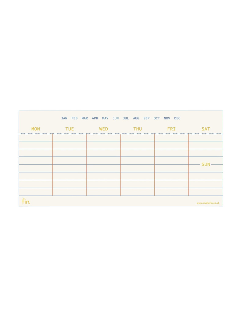 FIN STUDIO Wochenplaner Abreissblock - blau/gelb/rot