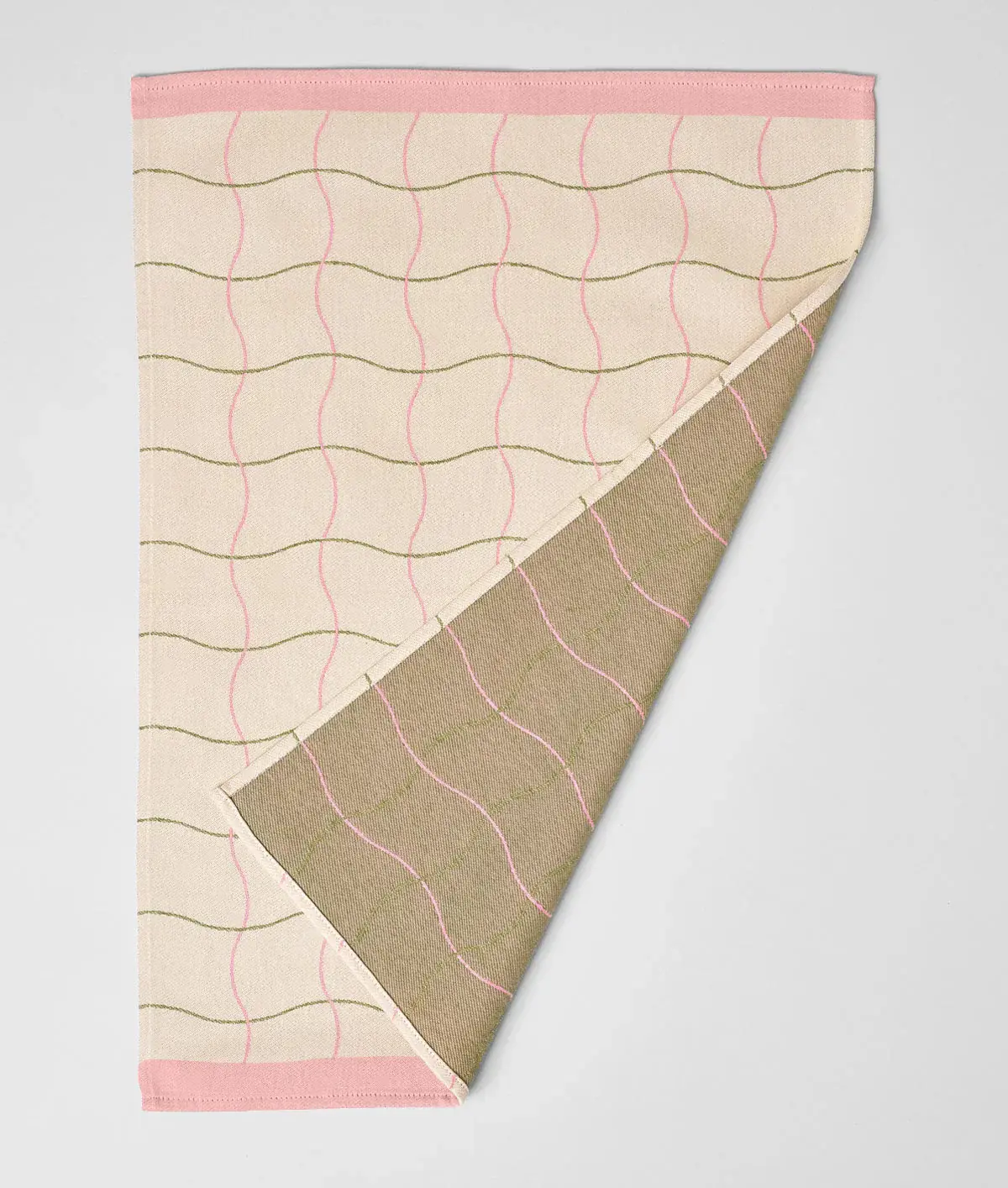 WRAP Geschirrtuch mit Wellenmuster - beige / grün / rosa