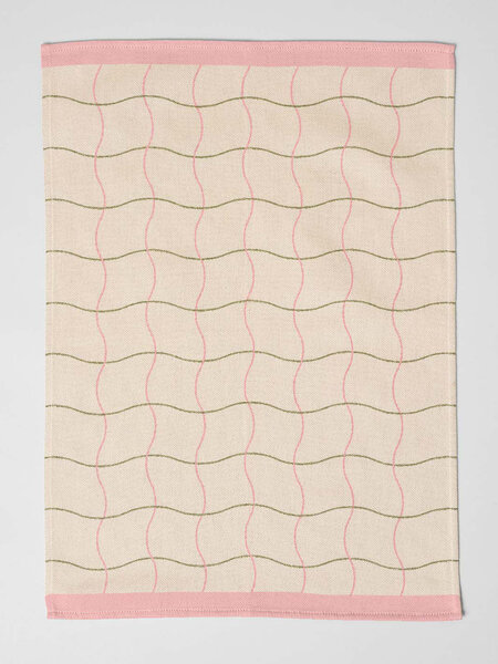 WRAP Geschirrtuch mit Wellenmuster - beige / grün / rosa