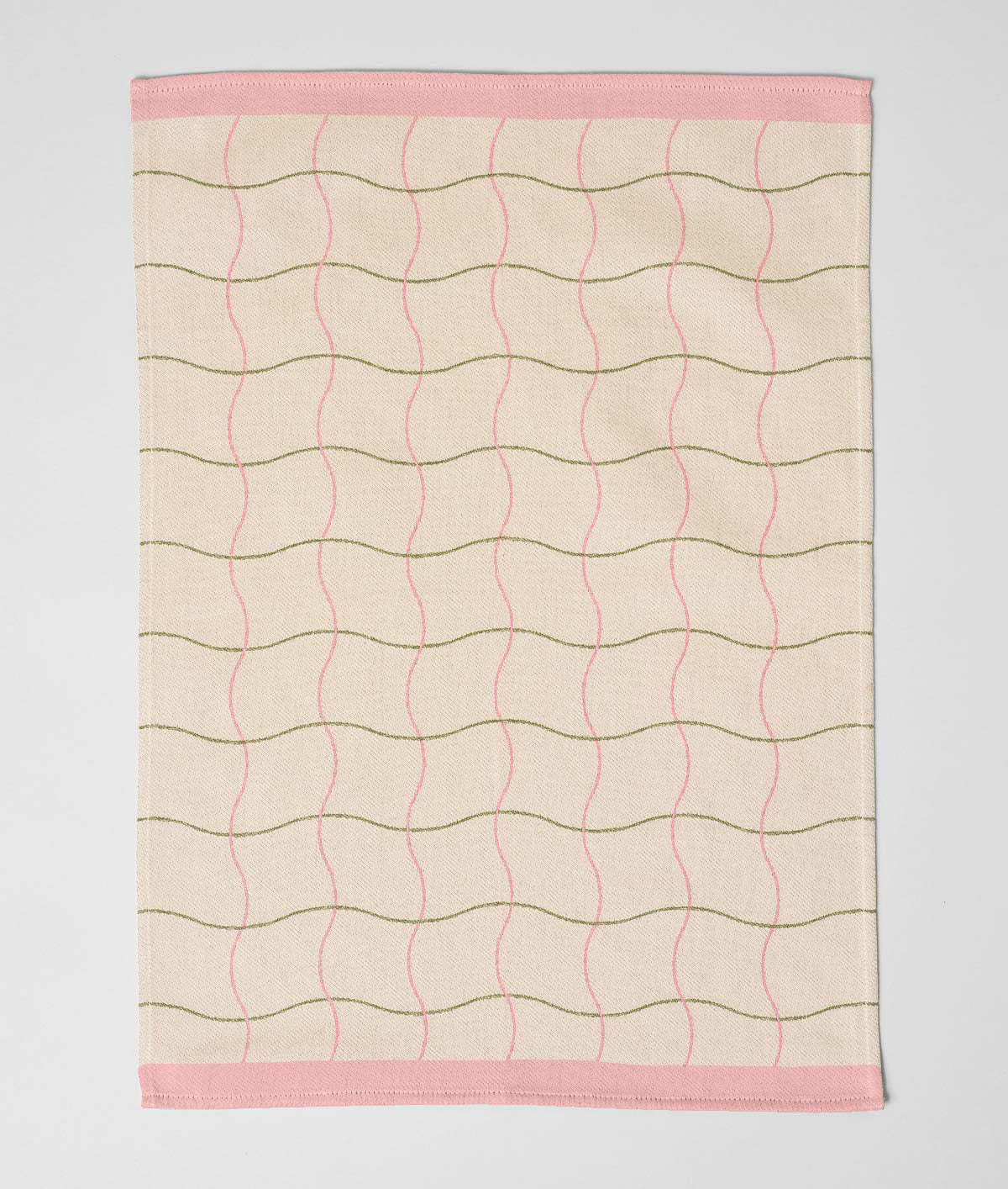 WRAP Geschirrtuch mit Wellenmuster - beige / grün / rosa