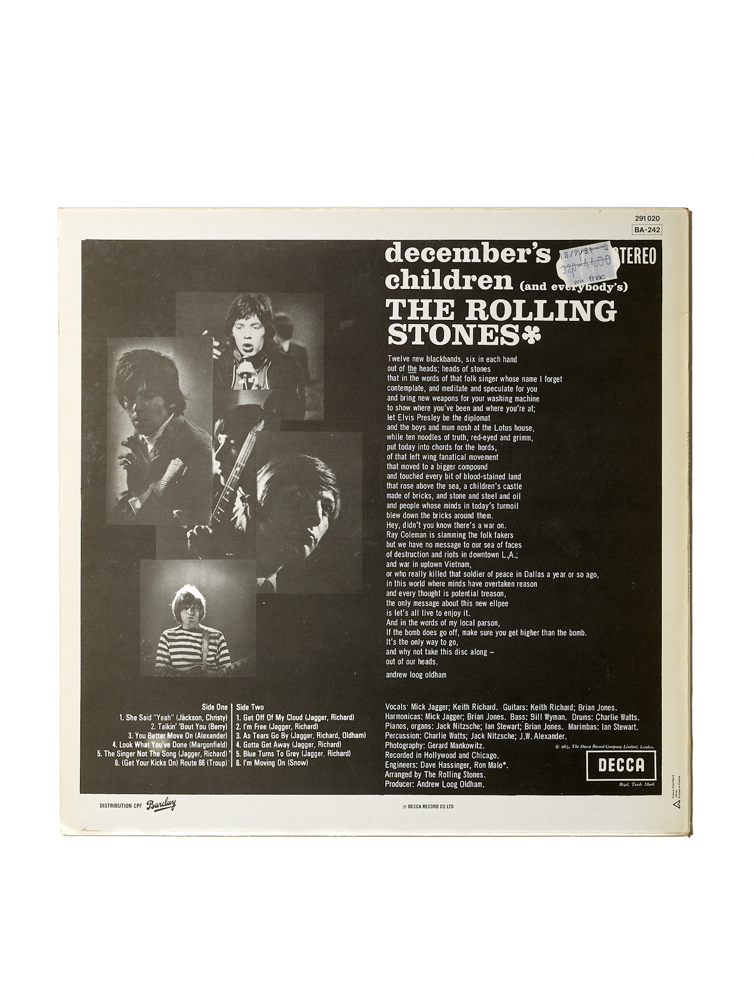 HARK RECORDS PARIS The Rolling Stones – December’s Children (And Everybody’s)