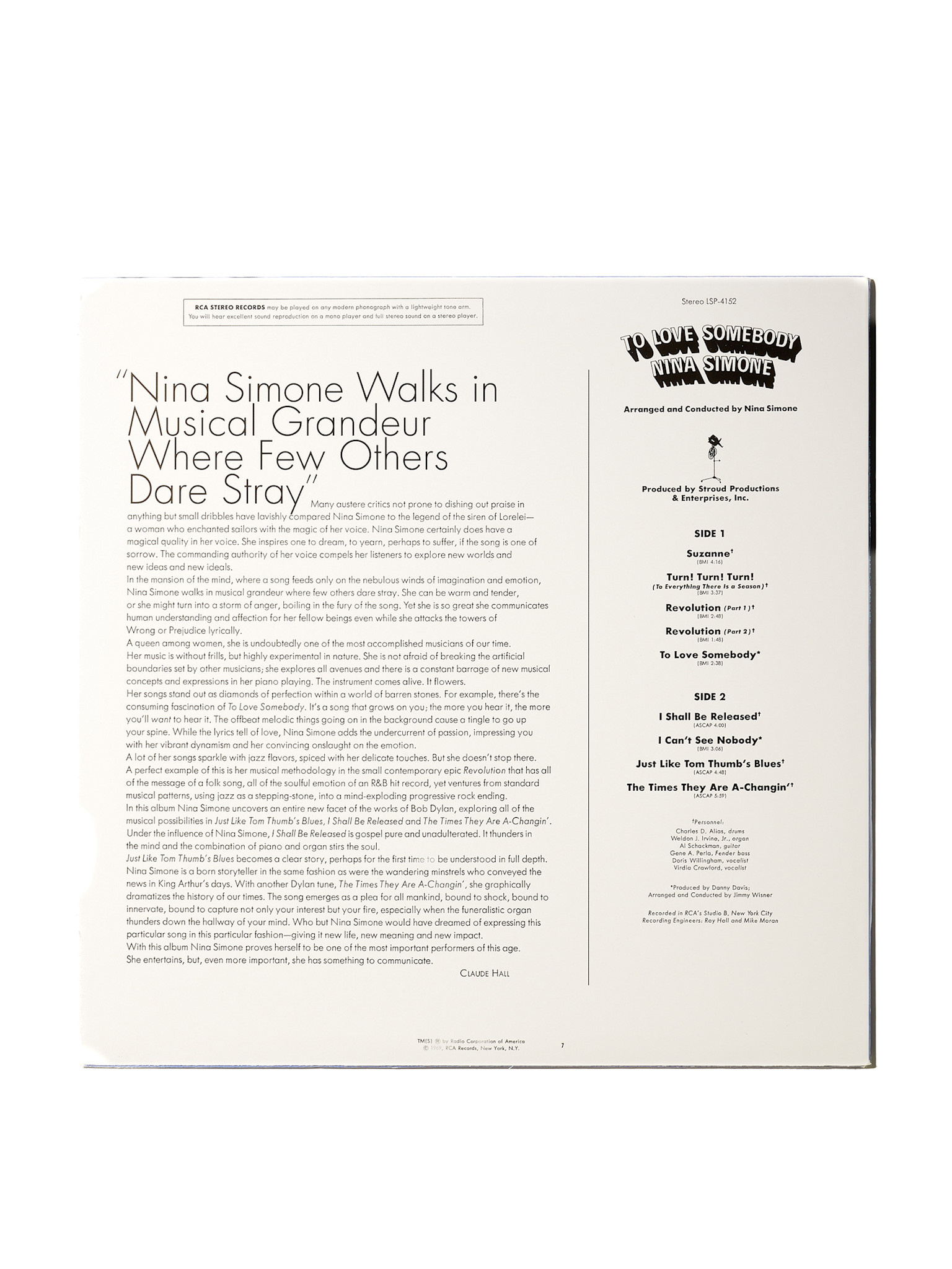 HARK RECORDS PARIS Nina Simone – To Love Somebody