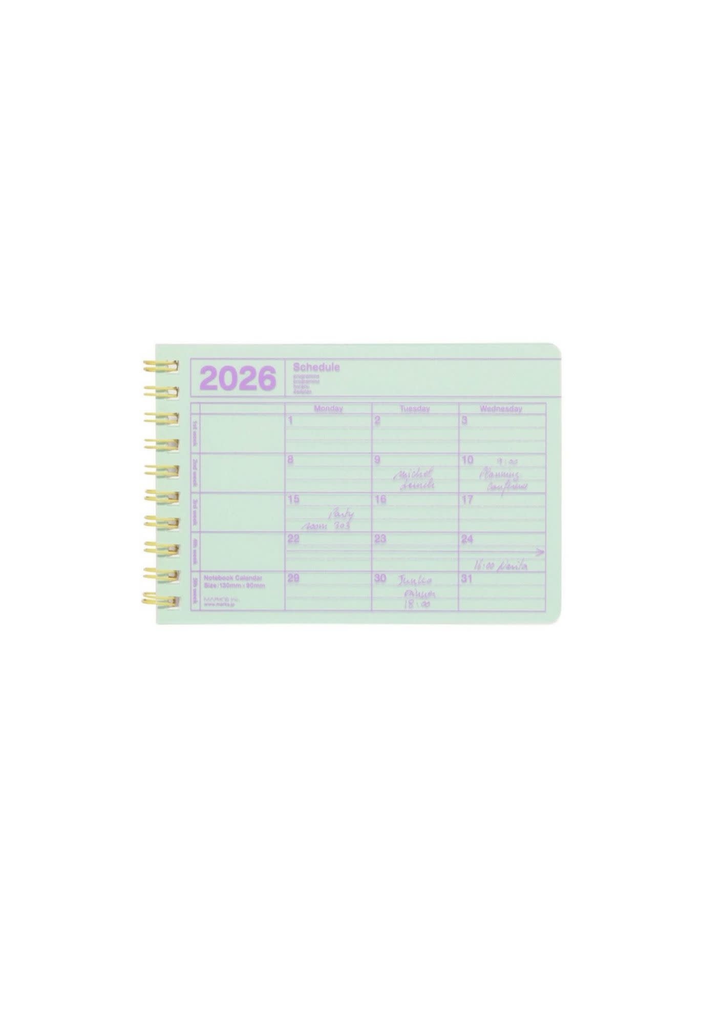 MARK'S 2026 Notebook Calendar XS – verschiedene Farben