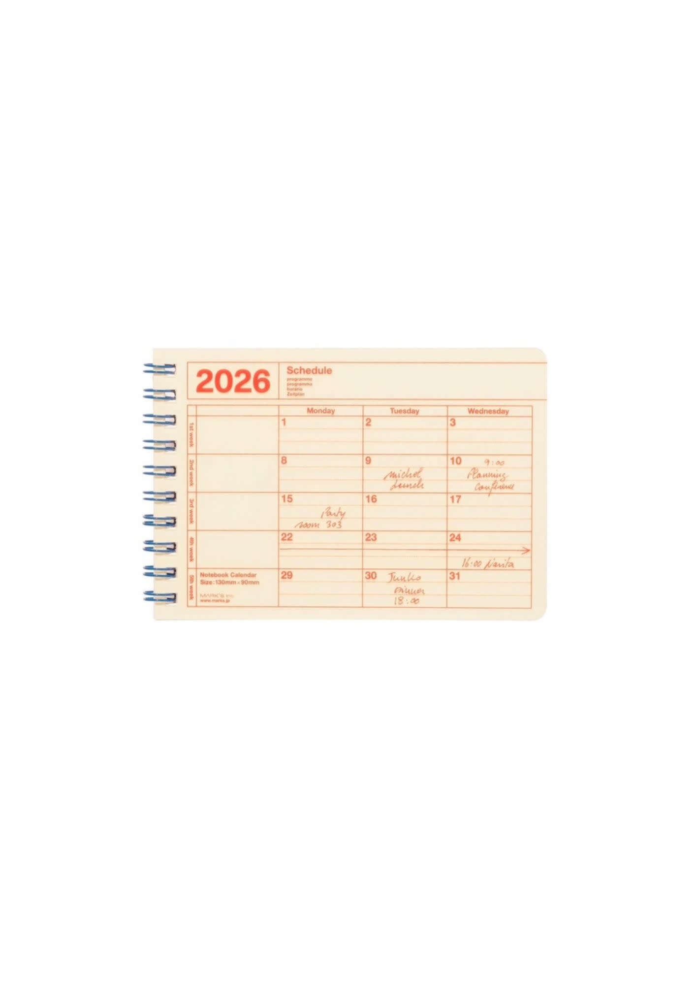 MARK'S 2026 Notebook Calendar XS – verschiedene Farben
