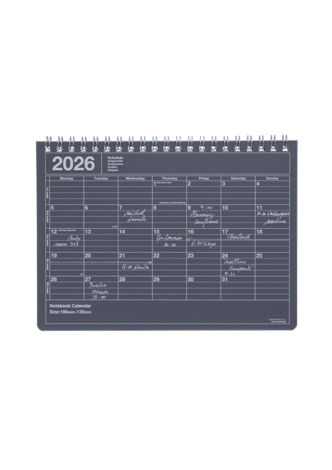 MARK'S 2026 Notebook Calendar S – verschiedene Farben
