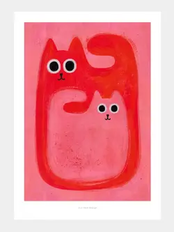 JUST COOL DESIGN Kunstdruck A4 Big & Little Cats