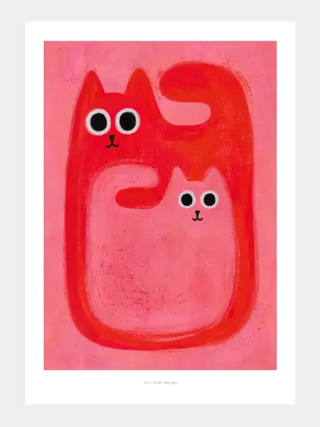 JUST COOL DESIGN Kunstdruck A4 Big & Little Cats