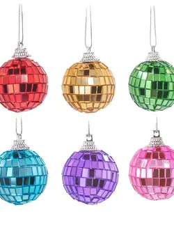 6 Discokugeln im Set bunt