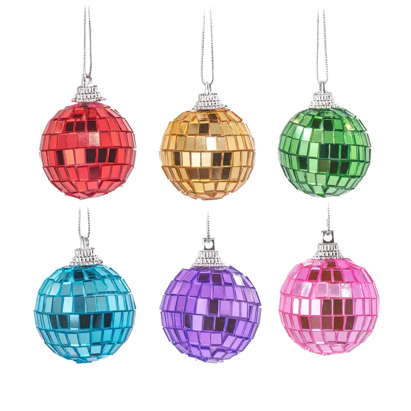 6 Discokugeln im Set bunt