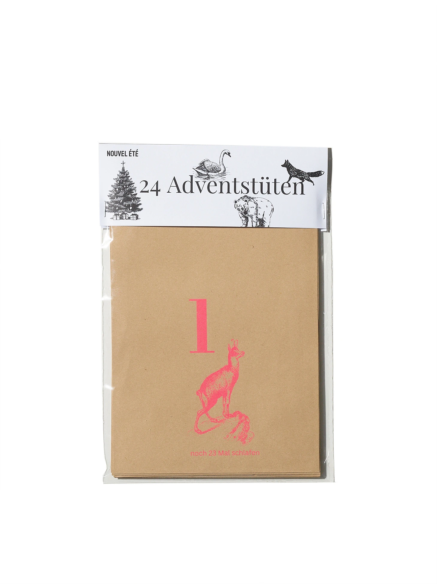 NOUVEL ÉTÉ Riso Adventstüten – Tiere Pink