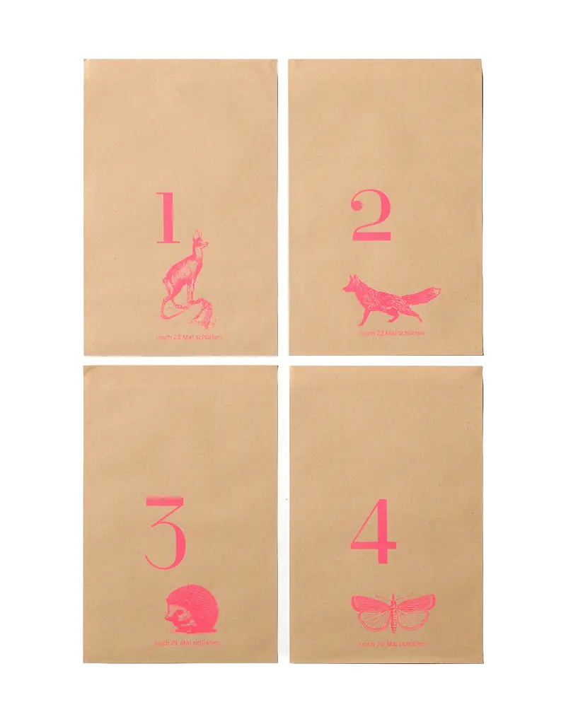 NOUVEL ÉTÉ Riso Adventstüten – Tiere Pink