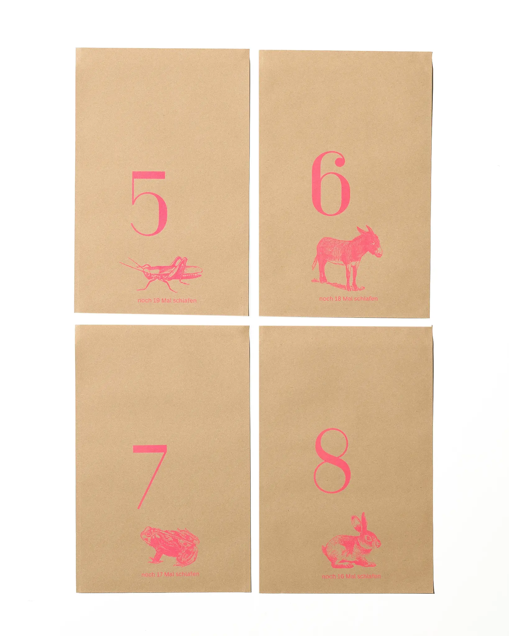 NOUVEL ÉTÉ Riso Adventstüten – Tiere Pink