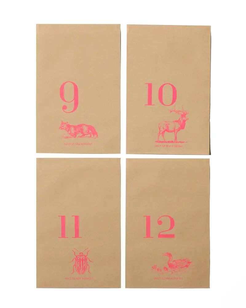 NOUVEL ÉTÉ Riso Adventstüten – Tiere Pink