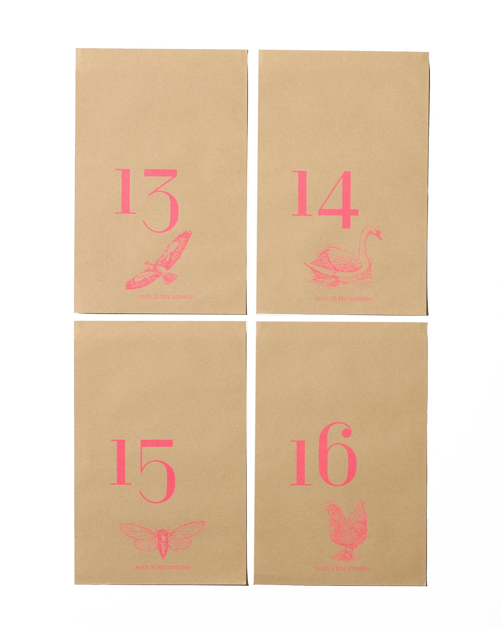 NOUVEL ÉTÉ Riso Adventstüten – Tiere Pink