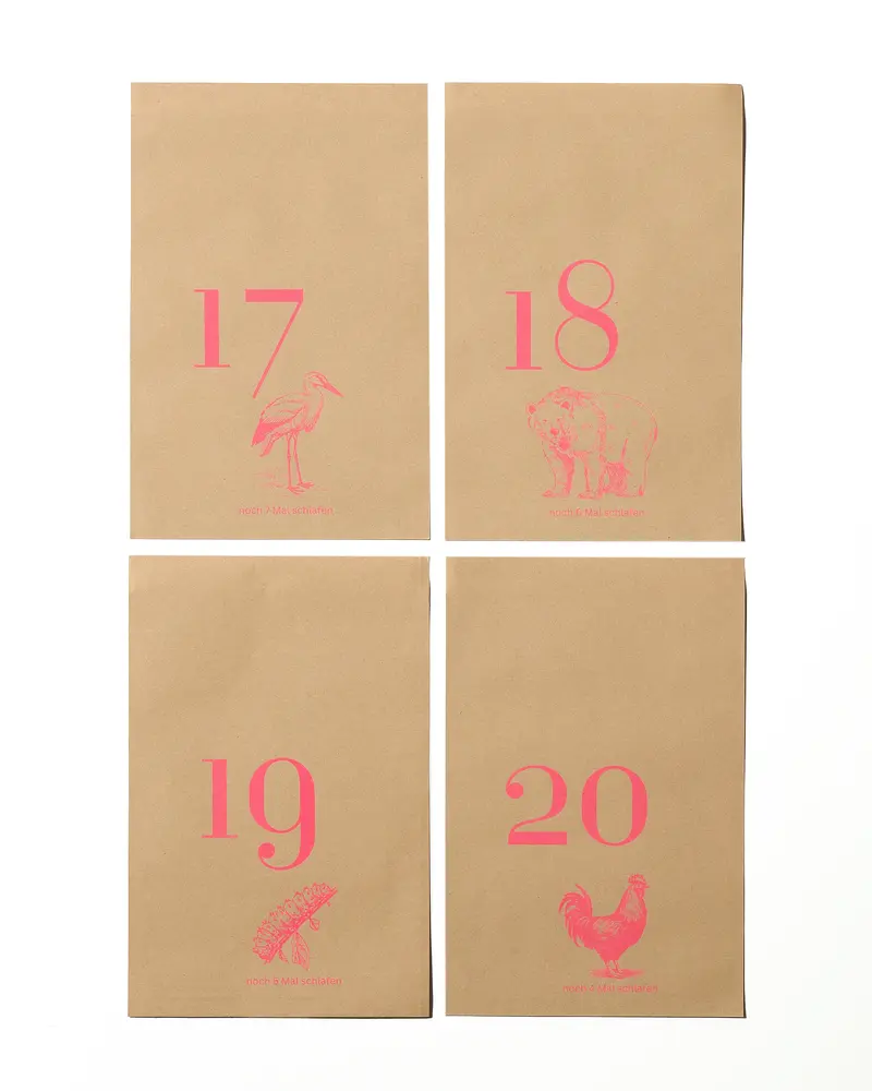 NOUVEL ÉTÉ Riso Adventstüten – Tiere Pink