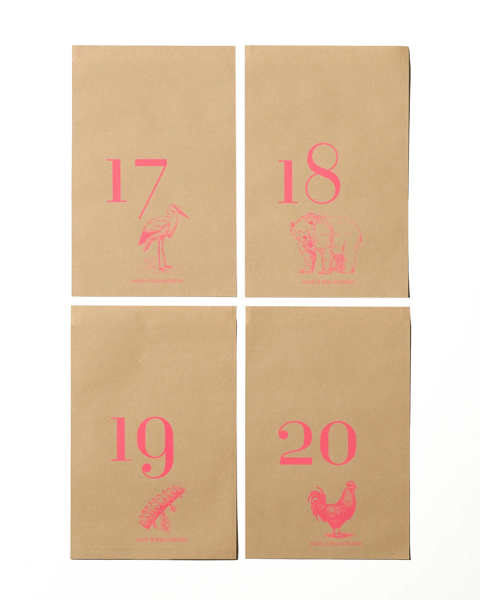 NOUVEL ÉTÉ Riso Adventstüten – Tiere Pink