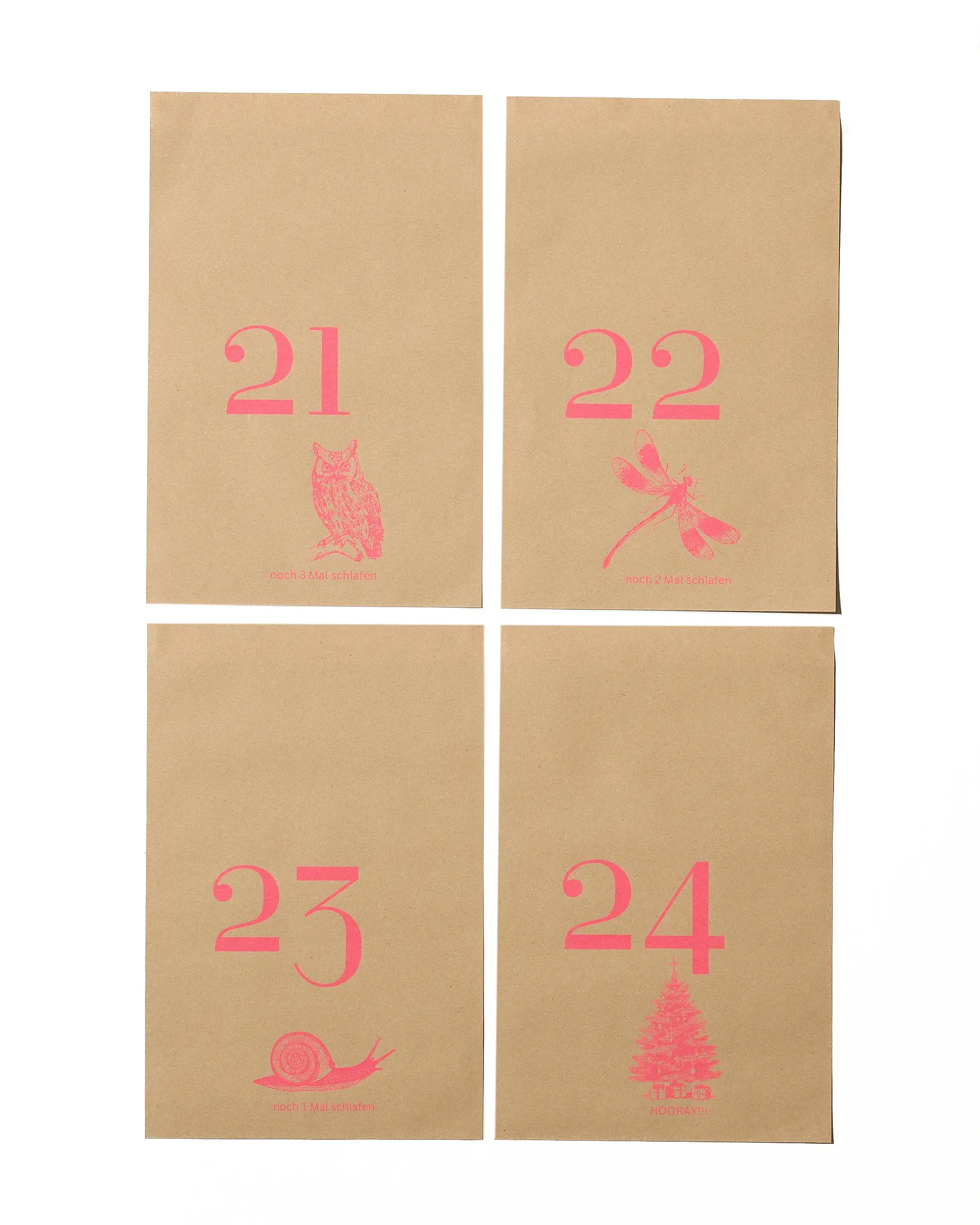 NOUVEL ÉTÉ Riso Adventstüten – Tiere Pink