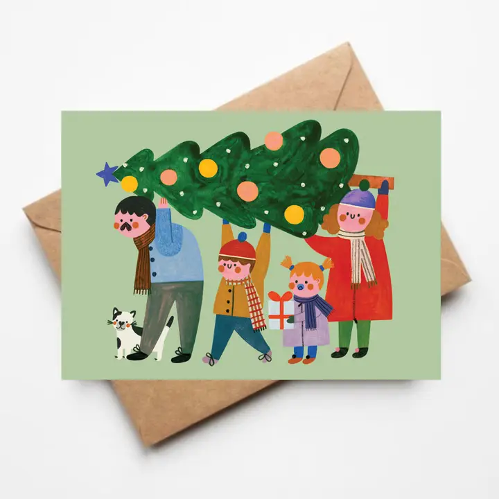 DARIA SOLAK ILLUSTRATIONS Doppelkarte - christmas tree with family