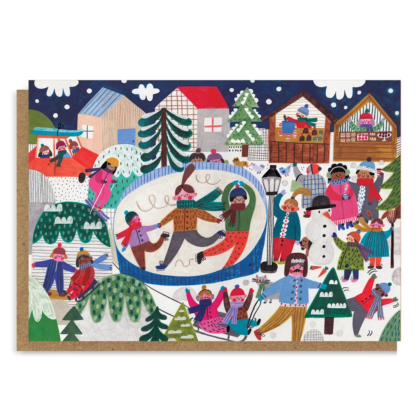 DARIA SOLAK ILLUSTRATIONS Doppelkarte - christmas ice skating