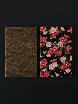 LE TYPOGRAPHE 2026 Agenda – Weekly calendar soft cover black flowers and Japanese paper