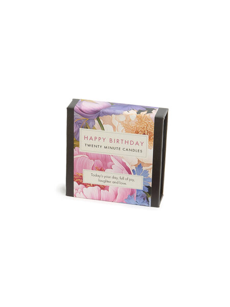 12 Mini Kerzen aus Bienenwachs – Happy Birthday – Flower Edition