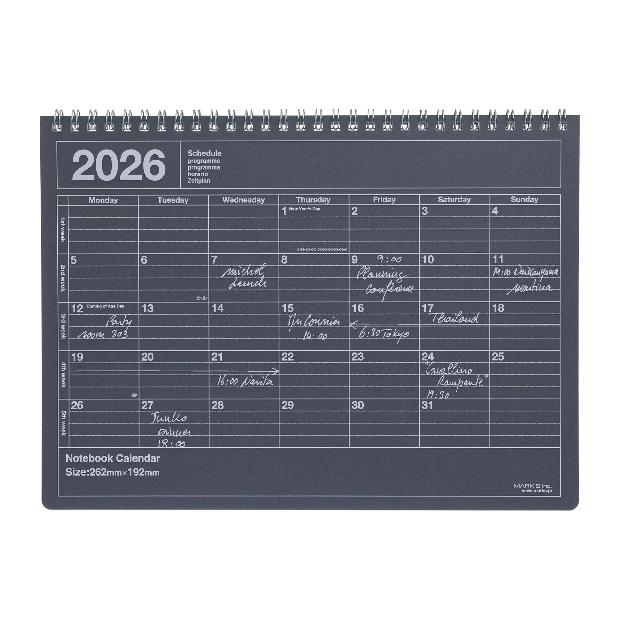 MARK'S 2026 Notebook Calendar M – verschiedene Farben