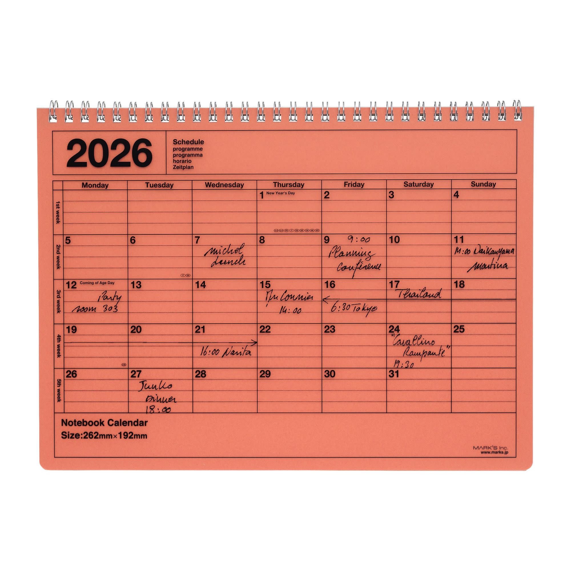 MARK'S 2026 Notebook Calendar M – verschiedene Farben