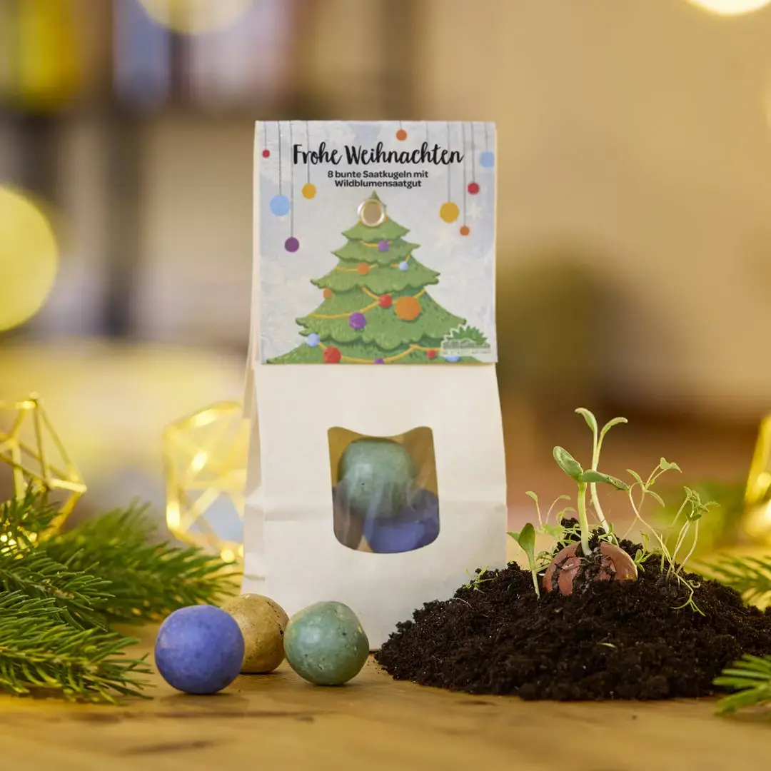 DIE STADTGÄRTNER 8 bunte Saatkugeln - Wildblumen / Frohe Weihnachten