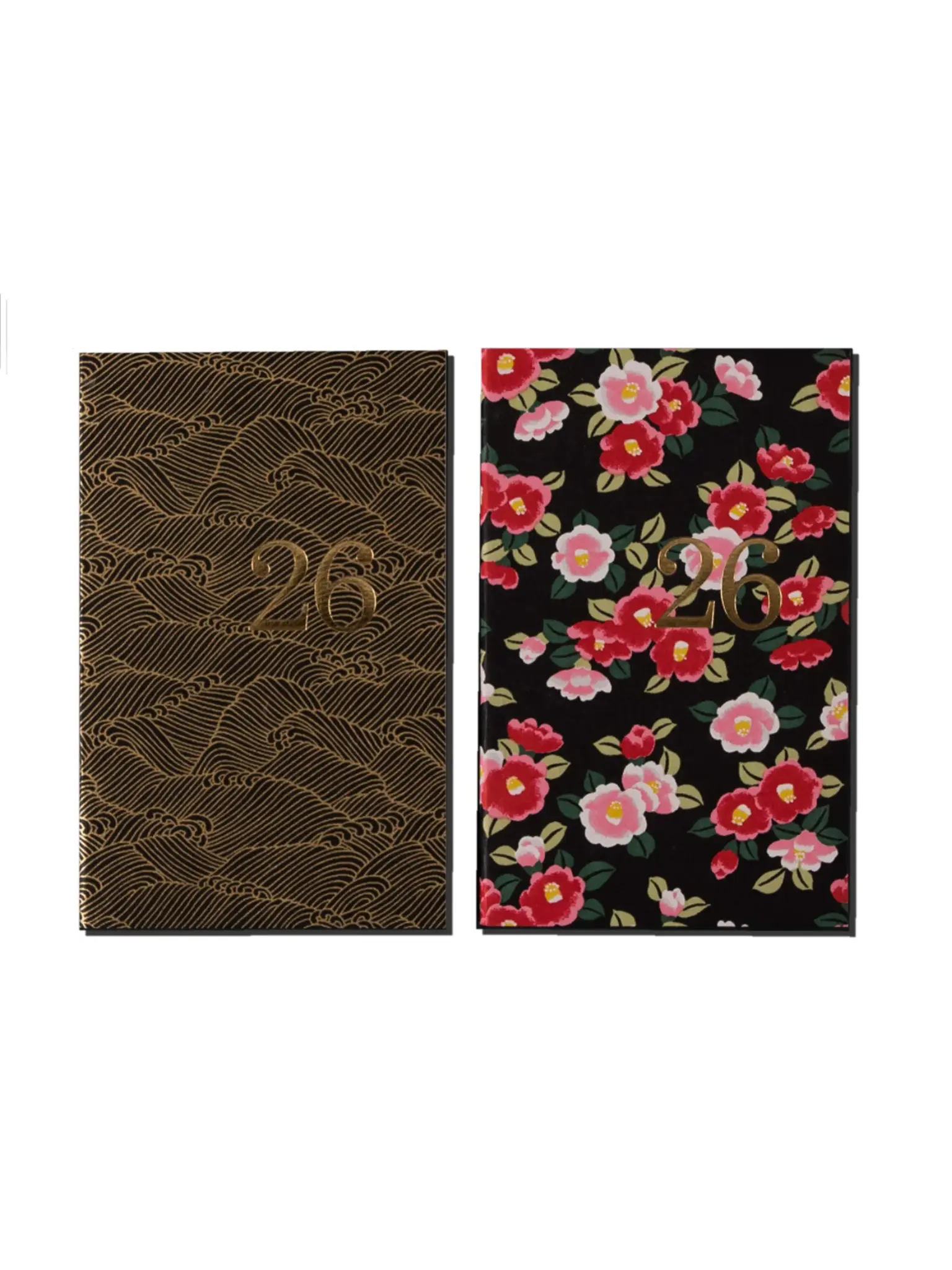 LE TYPOGRAPHE 2026 Agenda – Weekly calendar soft cover black flowers and Japanese paper