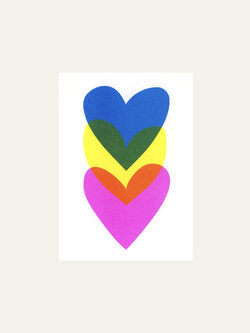 HERR UND FRAU RIO Riso Karte drei Herzen & transparentes Couvert