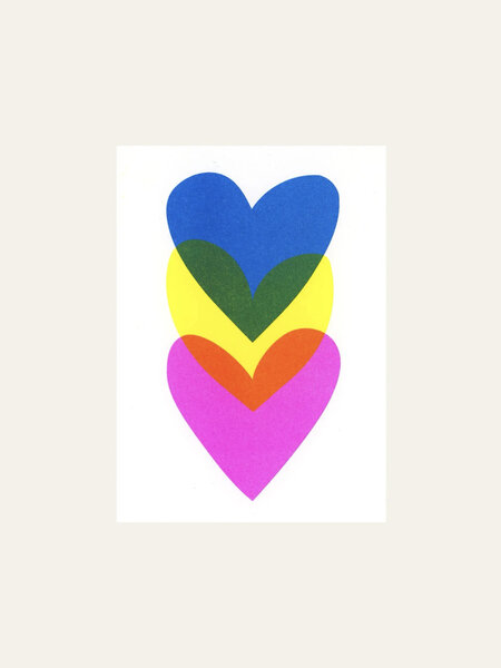 HERR UND FRAU RIO Riso Karte drei Herzen & transparentes Couvert