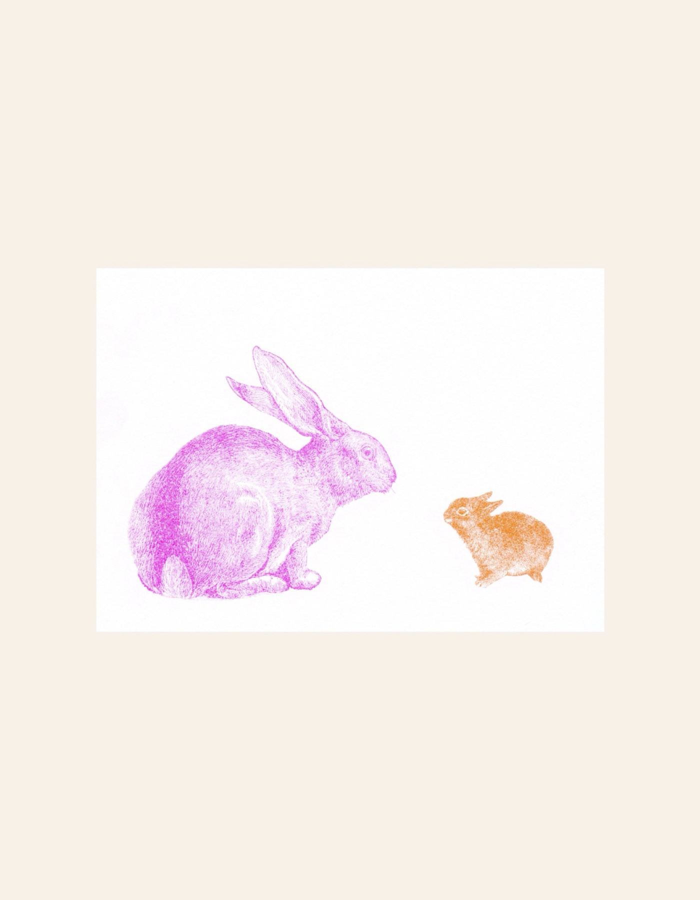 HERR UND FRAU RIO Riso Karte Mama & Baby Hase & transparentes Couvert