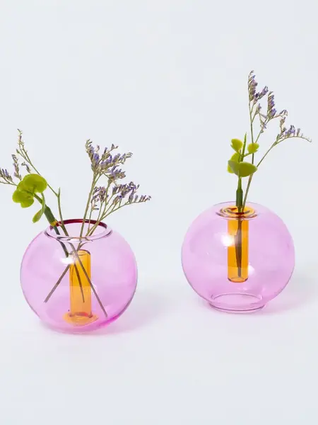 BLOCK DESIGN Reversible Mini Bubble Vase – Rosa und Gelb