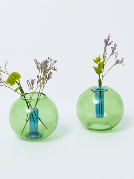 BLOCK DESIGN Reversible Mini Bubble Vase – Grün und Blau