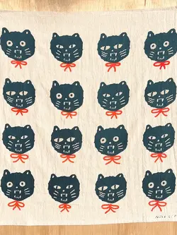 NICE LIFE Handbedrucktes Baumwolltuch / Geschirrtuch - Bad Cats