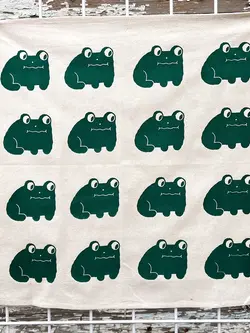 NICE LIFE Handbedrucktes Baumwolltuch / Geschirrtuch - Frog