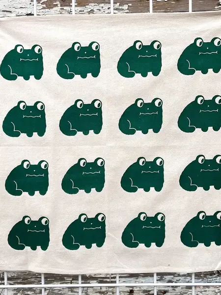 NICE LIFE Handbedrucktes Baumwolltuch / Geschirrtuch - Frog