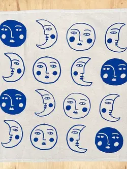 NICE LIFE Handbedrucktes Baumwolltuch / Geschirrtuch - Blue Moon