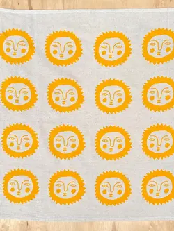 NICE LIFE Handbedrucktes Baumwolltuch / Geschirrtuch - Yellow Sun